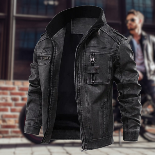 Alpha Jacket - Stijlvolle faux leren jas voor heren met kraag