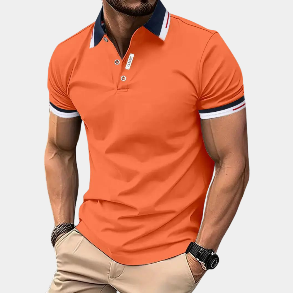 Adam – Elegant oranje poloshirt voor heren, perfect voor een stijlvolle uitstraling