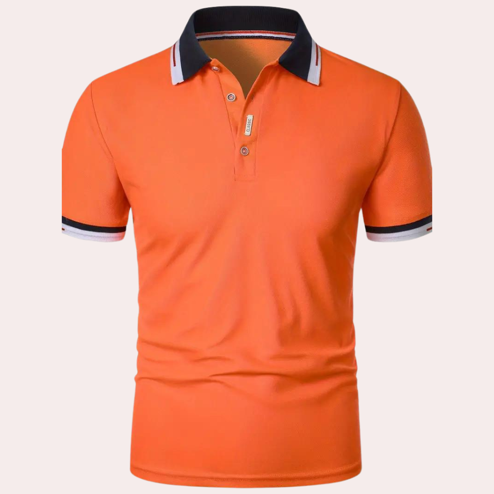 Adam – Elegant oranje poloshirt voor heren, perfect voor een stijlvolle uitstraling