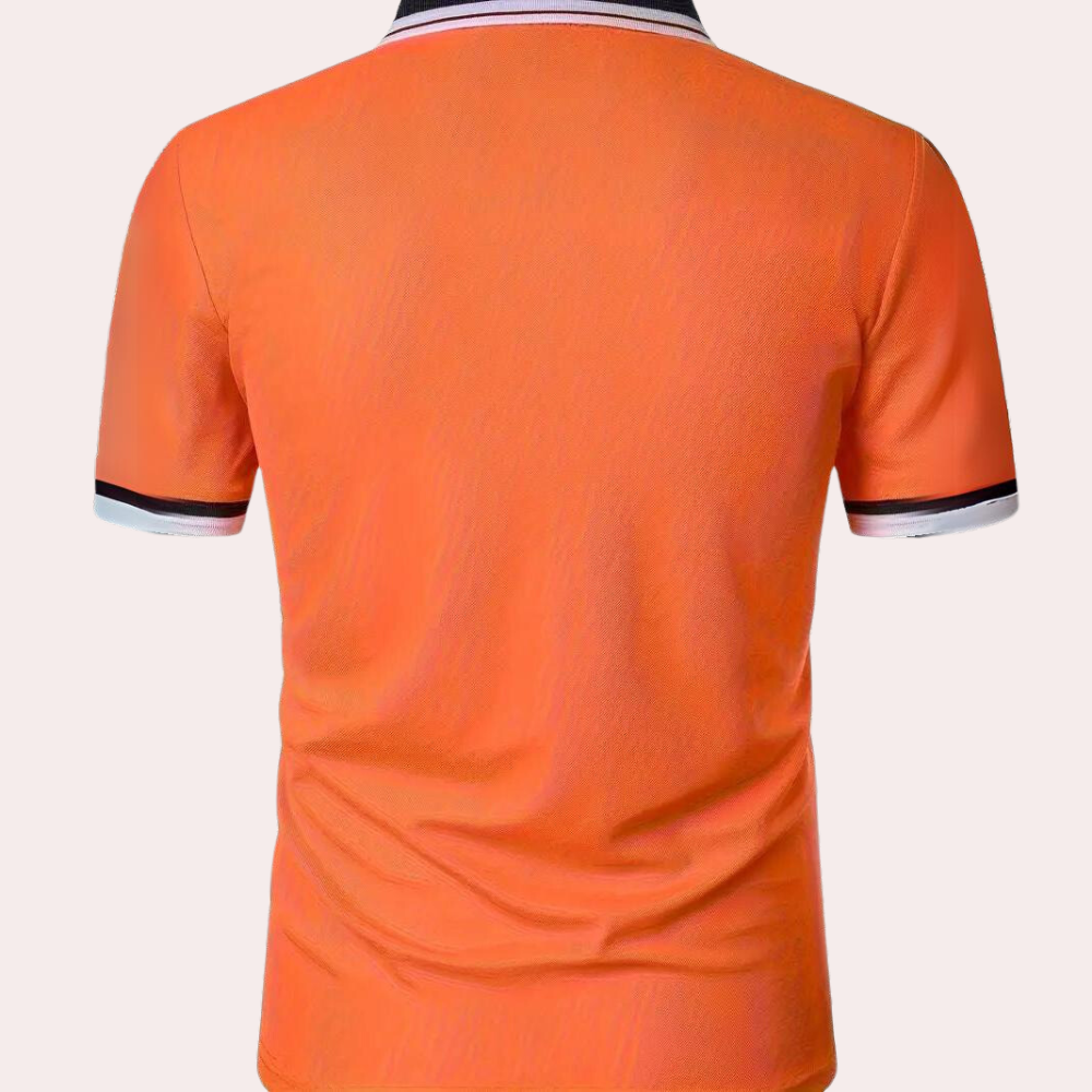 Adam – Elegant oranje poloshirt voor heren, perfect voor een stijlvolle uitstraling