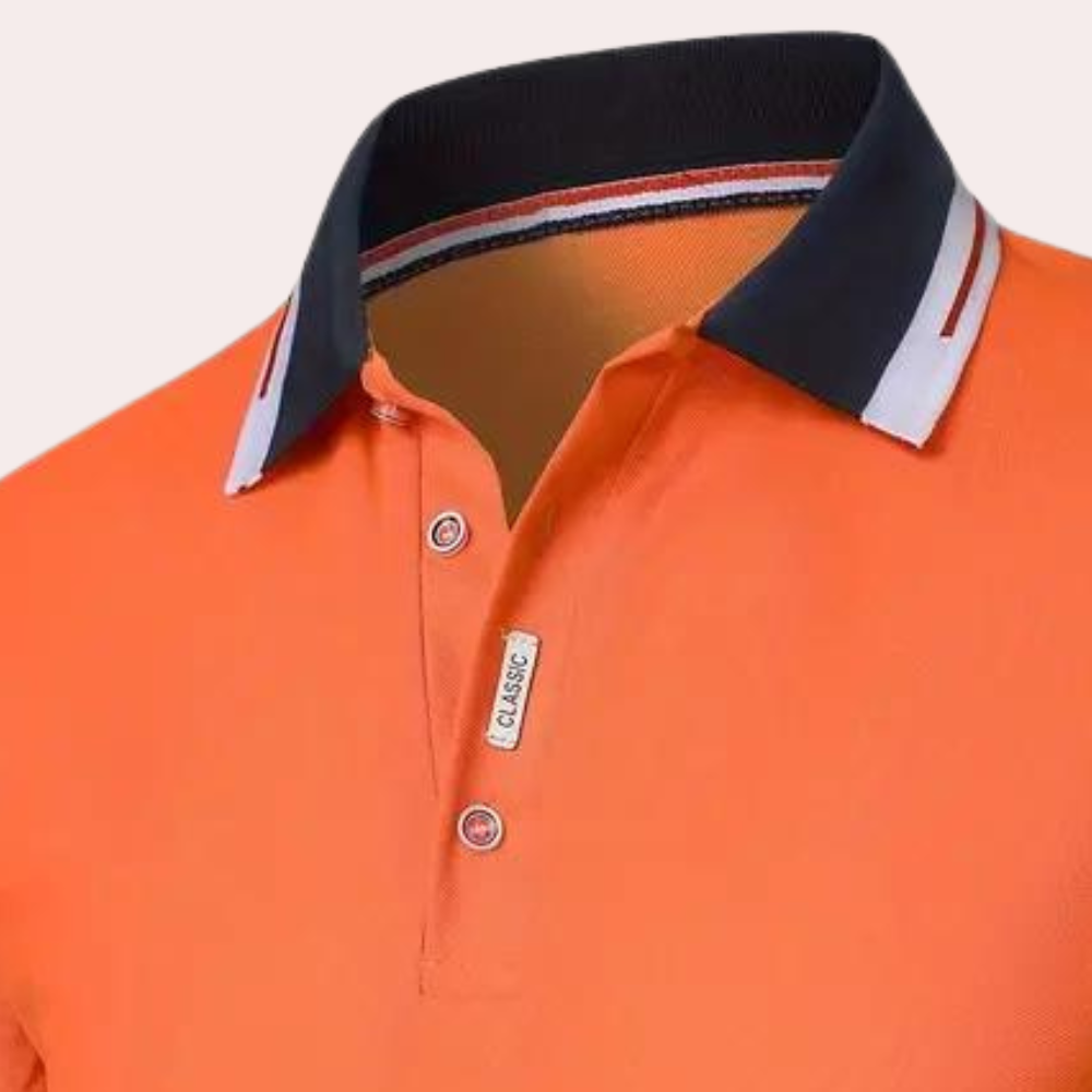 Adam – Elegant oranje poloshirt voor heren, perfect voor een stijlvolle uitstraling