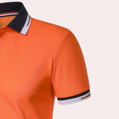 Adam – Elegant oranje poloshirt voor heren, perfect voor een stijlvolle uitstraling