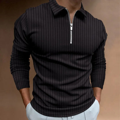 Dave Polo - Stijlvolle longsleeve polo met ritssluiting voor mannen