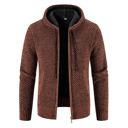 Gents Jacket - Stijlvolle gebreid vest met capuchon en fleece voering voor mannen