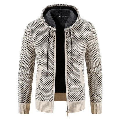 Gents Jacket - Stijlvolle gebreid vest met capuchon en fleece voering voor mannen