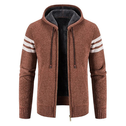 Gents Jacket - Stijlvolle gebreid vest met capuchon en fleece voering voor mannen