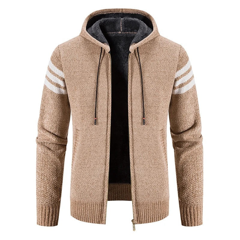 Gents Jacket - Stijlvolle gebreid vest met capuchon en fleece voering voor mannen