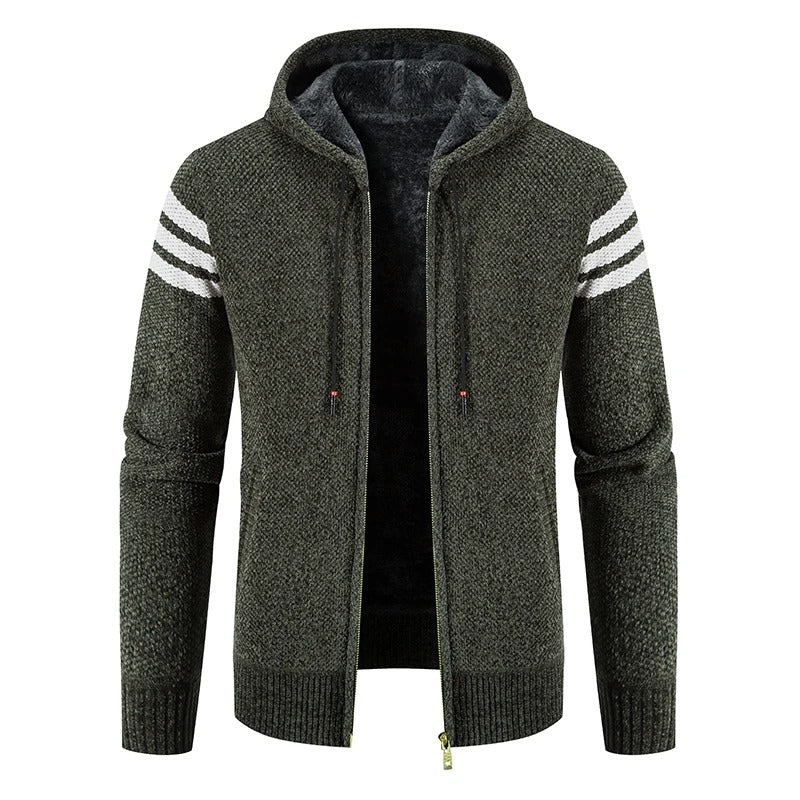 Gents Jacket - Stijlvolle gebreid vest met capuchon en fleece voering voor mannen