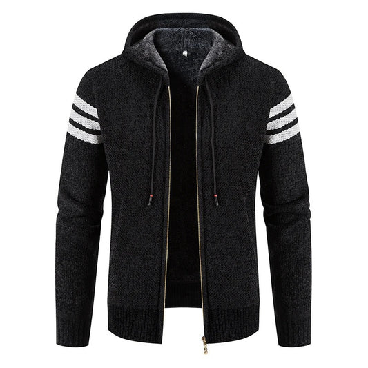 Gents Jacket - Stijlvolle gebreid vest met capuchon en fleece voering voor mannen