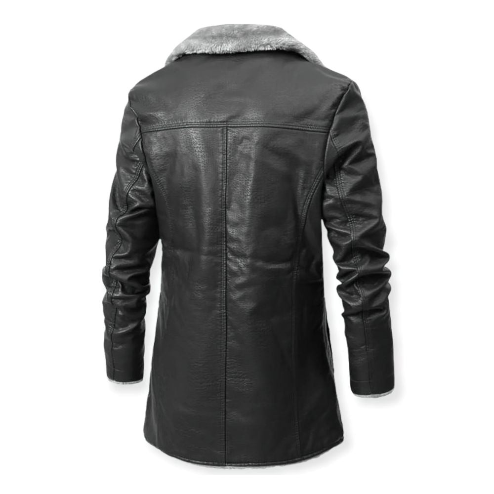 Giorgio Jacket - Lange leren jas met sherpa fleece voering voor mannen