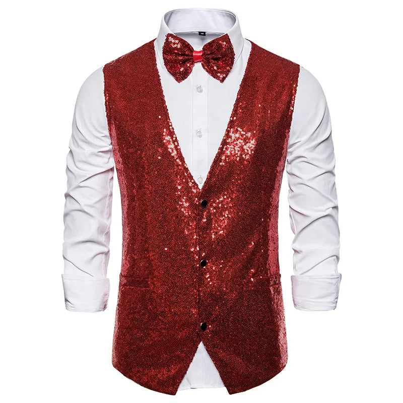 Glam Gilet - Party Glitter heren gilet voor de feestdagen