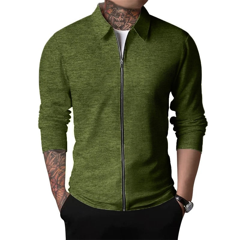 Kane Cardigan - Casual heren vest met ritssluiting en gevouwde kraag voor heren