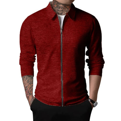 Kane Cardigan - Casual heren vest met ritssluiting en gevouwde kraag voor heren