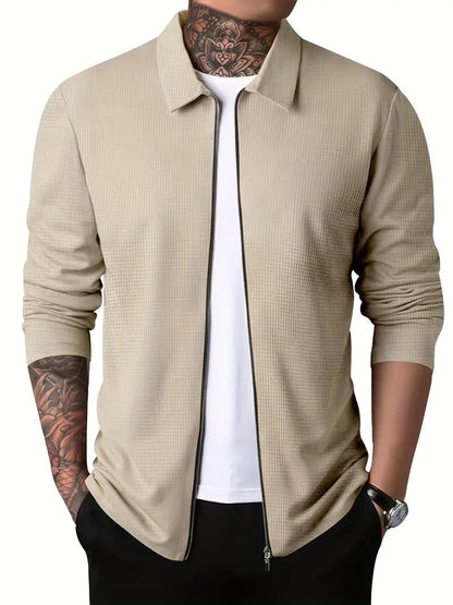 Kane Cardigan - Casual heren vest met ritssluiting en gevouwde kraag voor heren