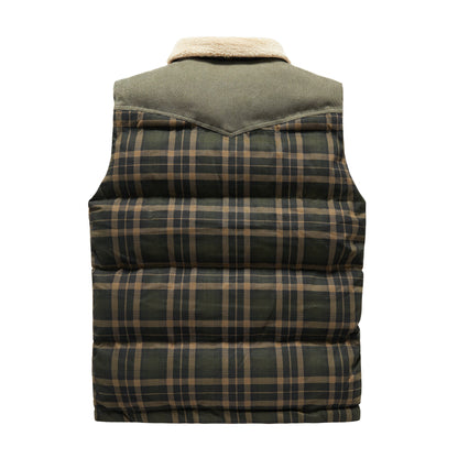 Luca Belloni Bodywamer - Plaid gilet met fleece kraag voor heren