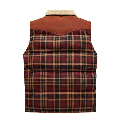 Luca Belloni Bodywamer - Plaid gilet met fleece kraag voor heren