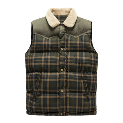 Luca Belloni Bodywamer - Plaid gilet met fleece kraag voor heren