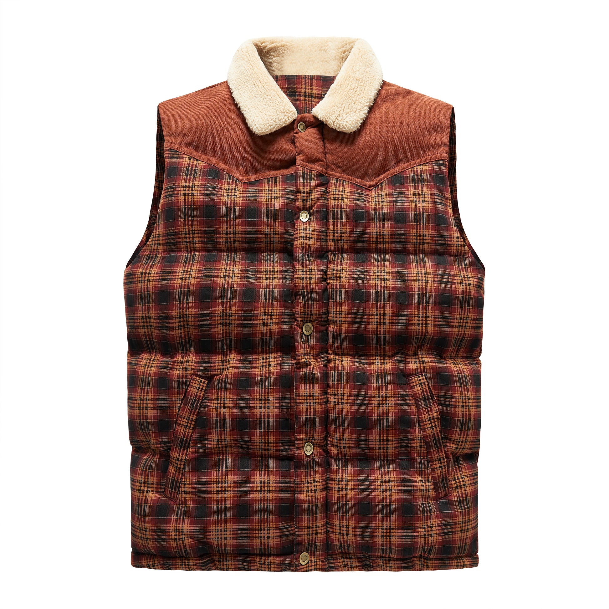 Luca Belloni Bodywamer - Plaid gilet met fleece kraag voor heren