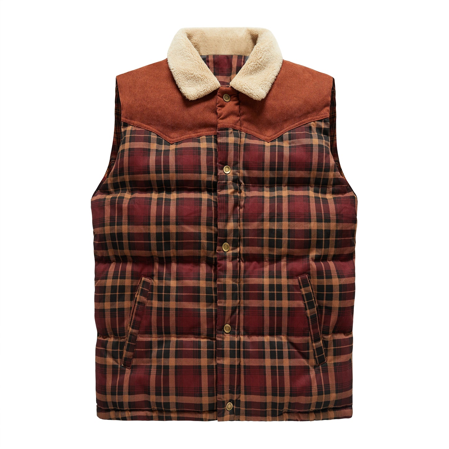 Luca Belloni Bodywamer - Plaid gilet met fleece kraag voor heren