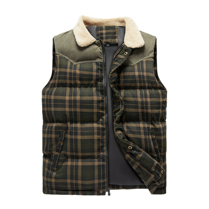 Luca Belloni Bodywamer - Plaid gilet met fleece kraag voor heren