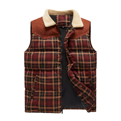 Luca Belloni Bodywamer - Plaid gilet met fleece kraag voor heren