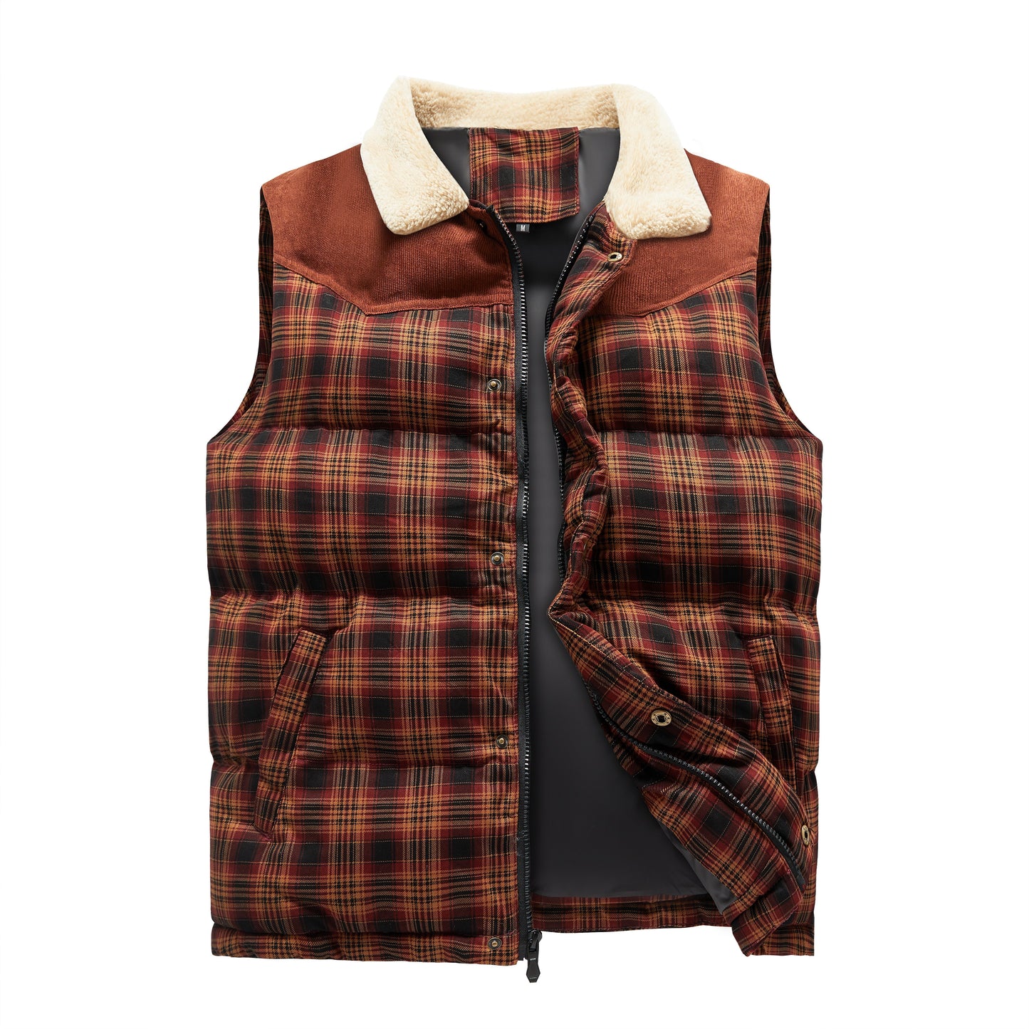 Luca Belloni Bodywamer - Plaid gilet met fleece kraag voor heren