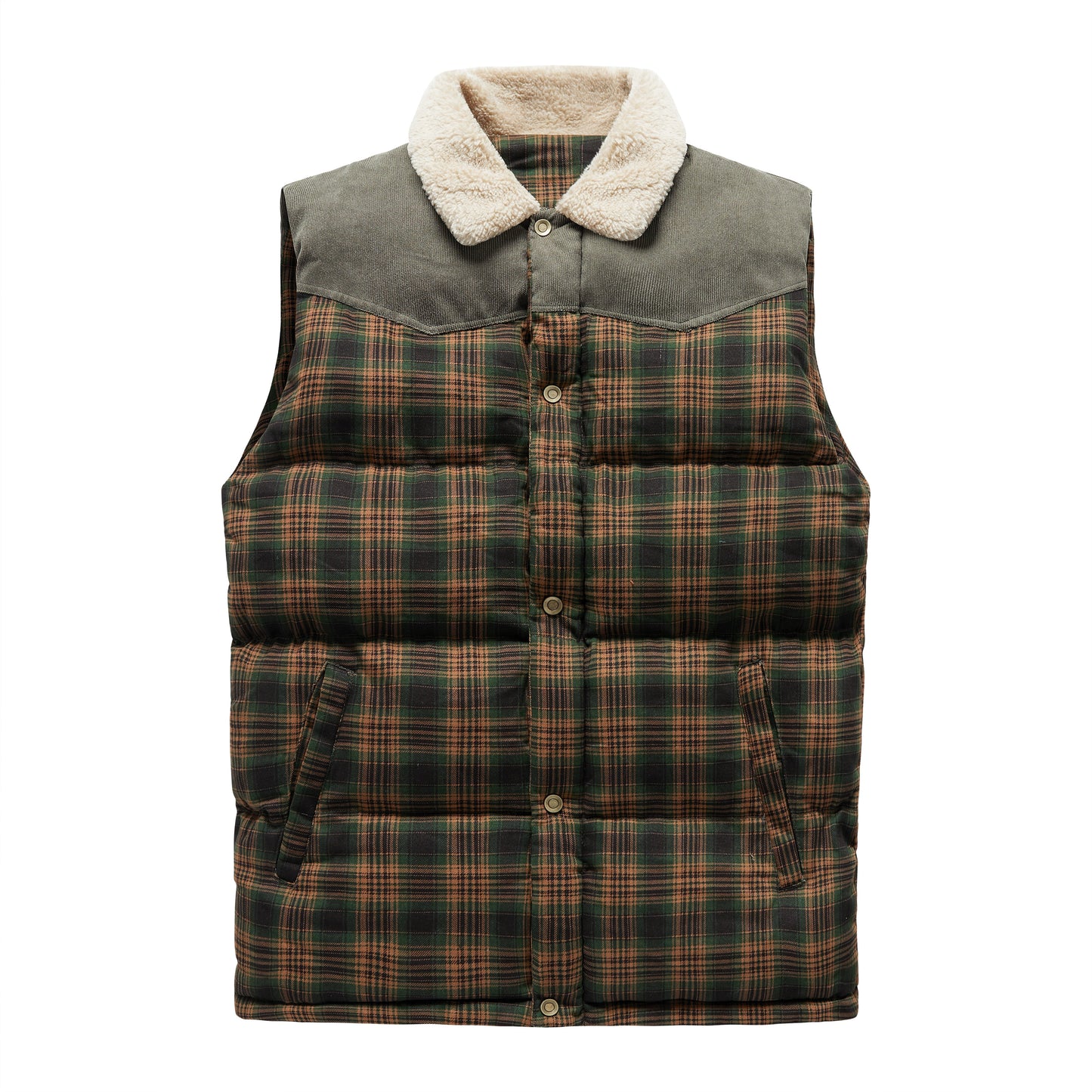 Luca Belloni Bodywamer - Plaid gilet met fleece kraag voor heren