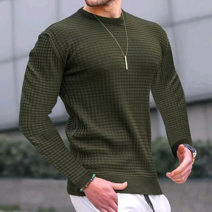 Maximus Sweater - Stijlvolle Casual geruite trui met ronde hals voor mannen, MuscleFit