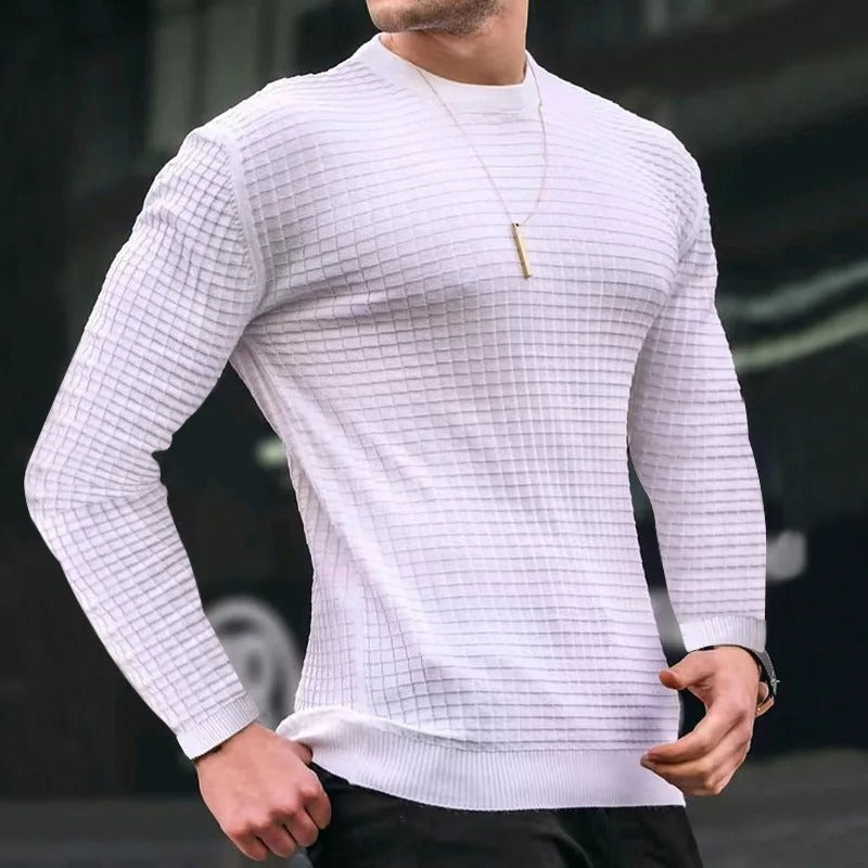 Maximus Sweater - Stijlvolle Casual geruite trui met ronde hals voor mannen, MuscleFit