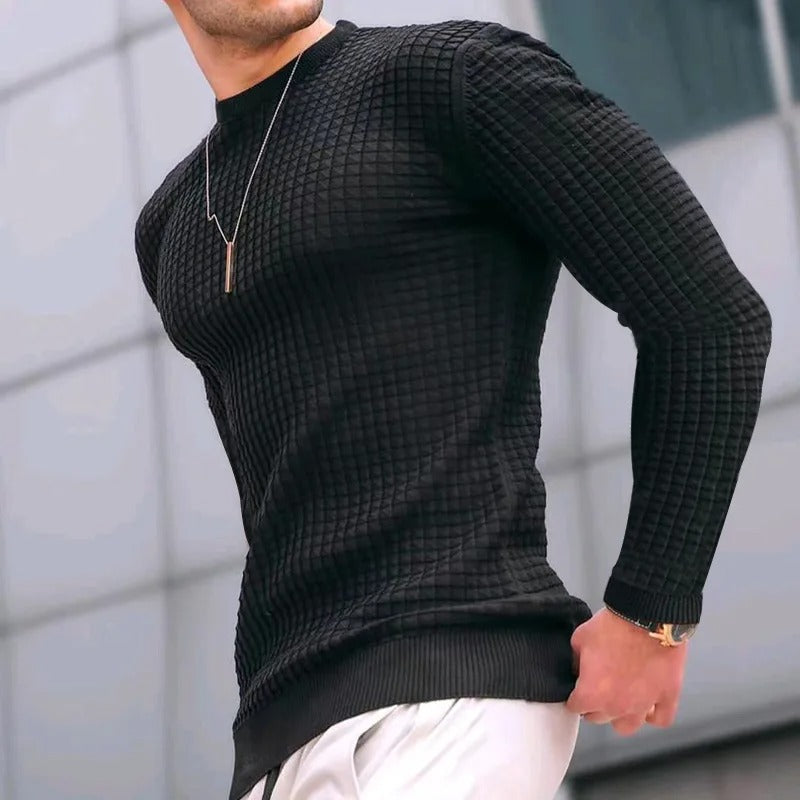 Maximus Sweater - Stijlvolle Casual geruite trui met ronde hals voor mannen, MuscleFit