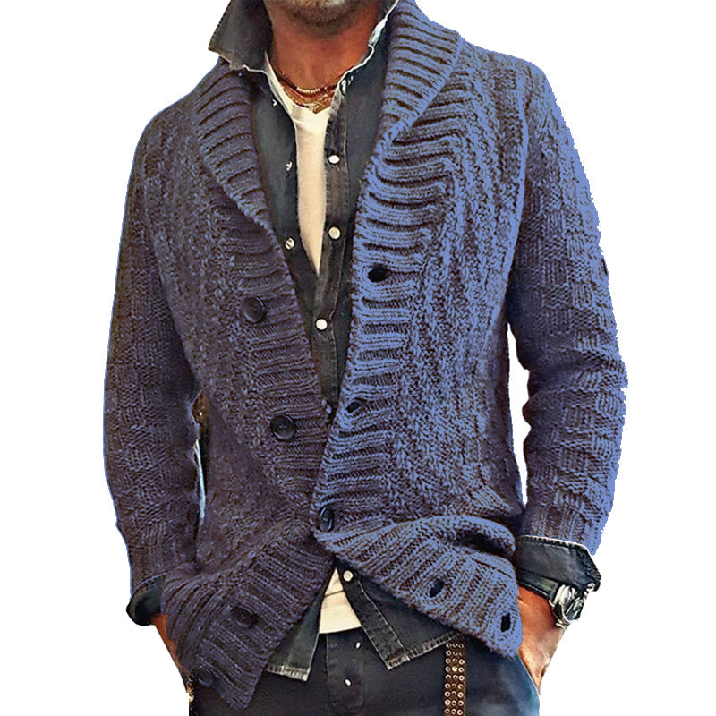 Mens vintage lapel knit cardigan jacket