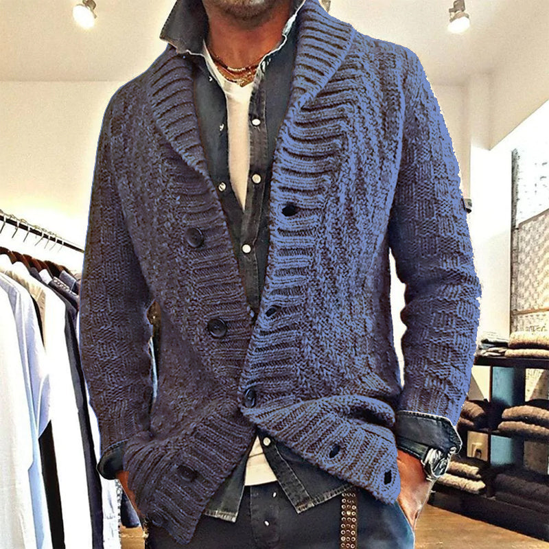 Mens vintage lapel knit cardigan jacket