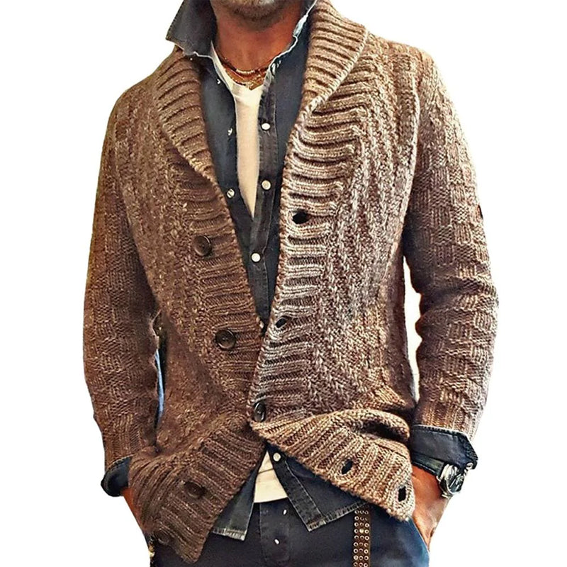 Mens vintage lapel knit cardigan jacket