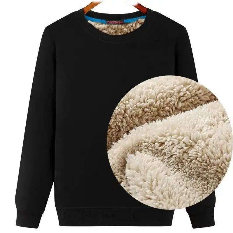 Tommy Fleece Sweater - Super warme lichte thermische heren trui met ronde hals en fleece voering voor mannen