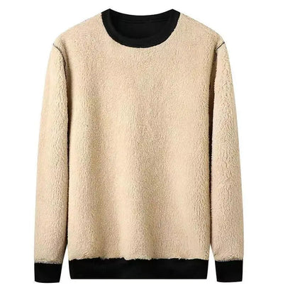 Tommy Fleece Sweater - Super warme lichte thermische heren trui met ronde hals en fleece voering voor mannen